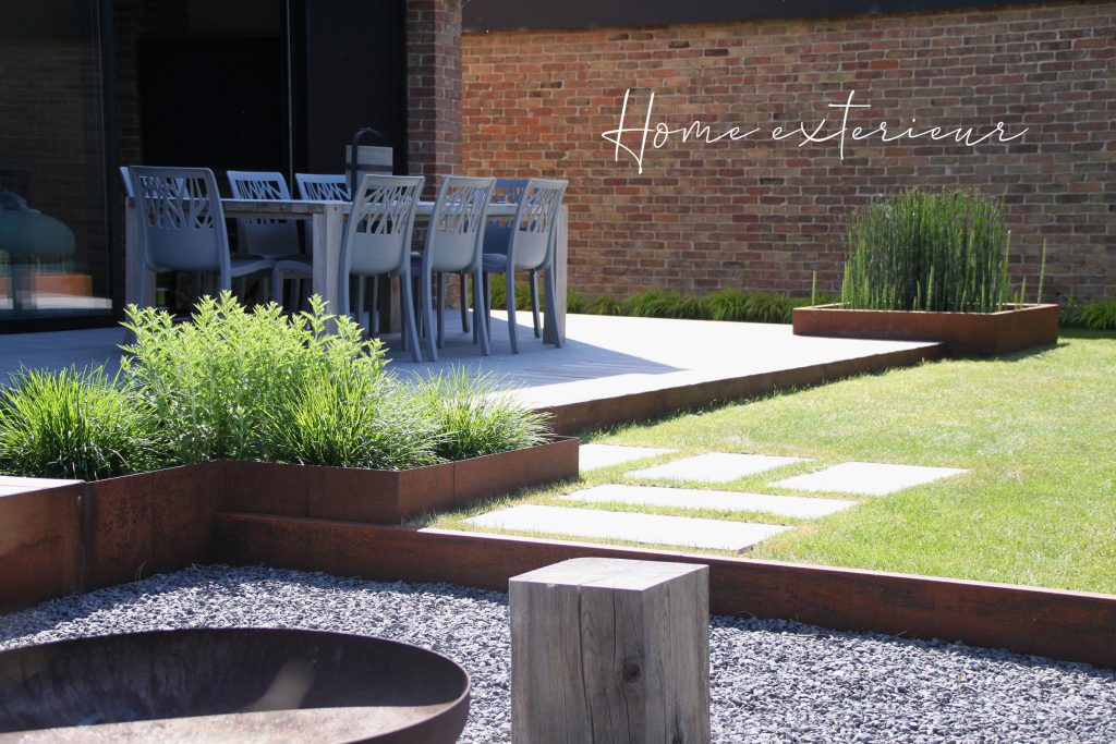 Création d’un jardin contemporain avec acier corten à Villeneuve d’Ascq