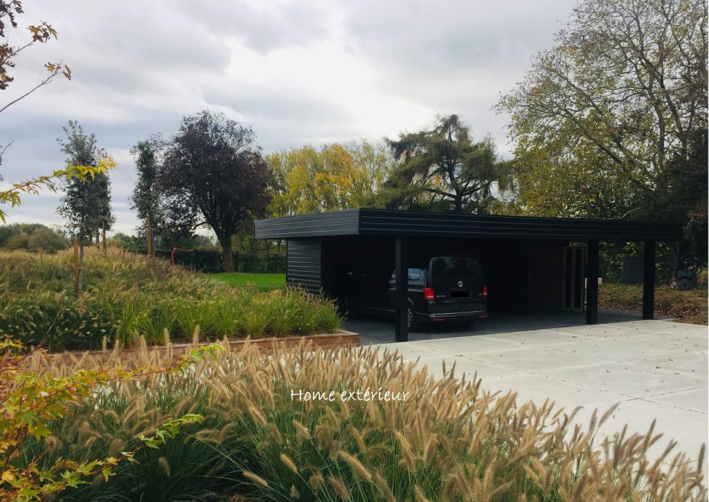 Conception d’une entrée maison avec dalles béton XXL à Warneton (Belgique)