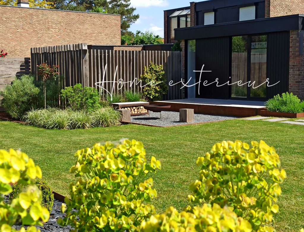 Création d’un jardin contemporain avec acier corten à Villeneuve d’Ascq