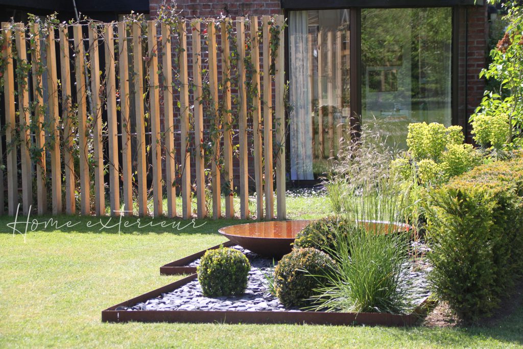 Création d’un jardin contemporain avec acier corten à Villeneuve d’Ascq