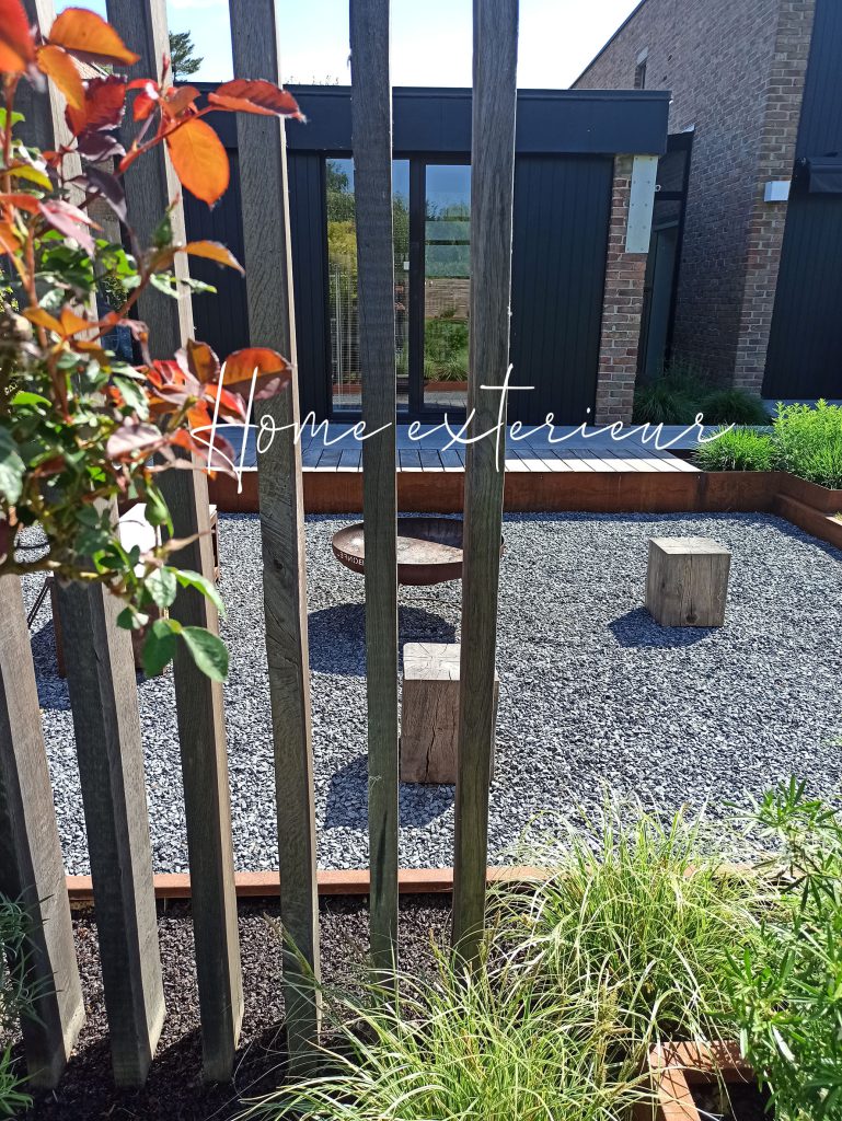 Création d’un jardin contemporain avec acier corten à Villeneuve d’Ascq