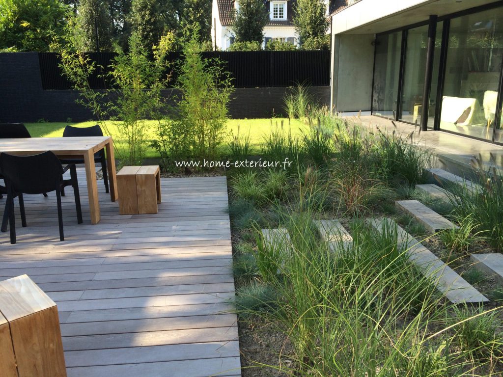 Aménagement d’un jardin/patio paysager à Croix