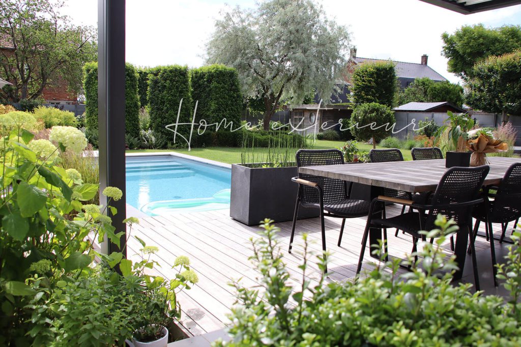 Conception et aménagement d’un jardin avec piscine, spa et pergola bioclimatique dans le Cambrésis