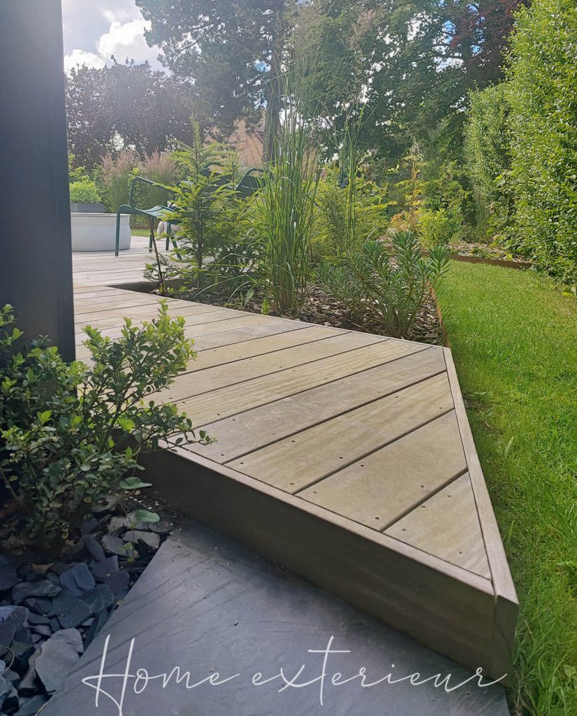 Conception & aménagement complet d’un jardin avec piscine, spa, terrasses & entrée de maison à Armentières