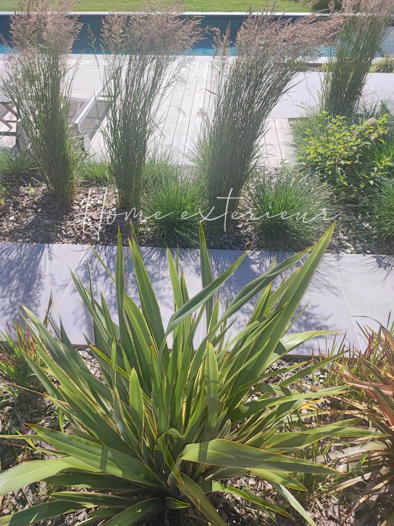 Conception & aménagement complet d’un jardin avec piscine, spa, terrasses & entrée de maison à Armentières