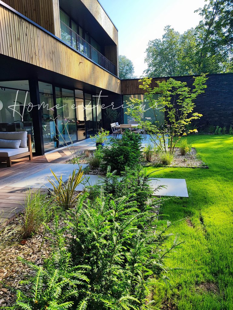 Aménagement d’un jardin autour d’une maison contemporaine à Lambersart